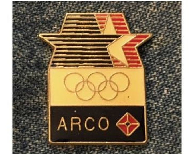 Arco Olympic Sponsor Pin ~ 1984 Los Angeles with Stars in Motion ~ Atlantic Richfield Company