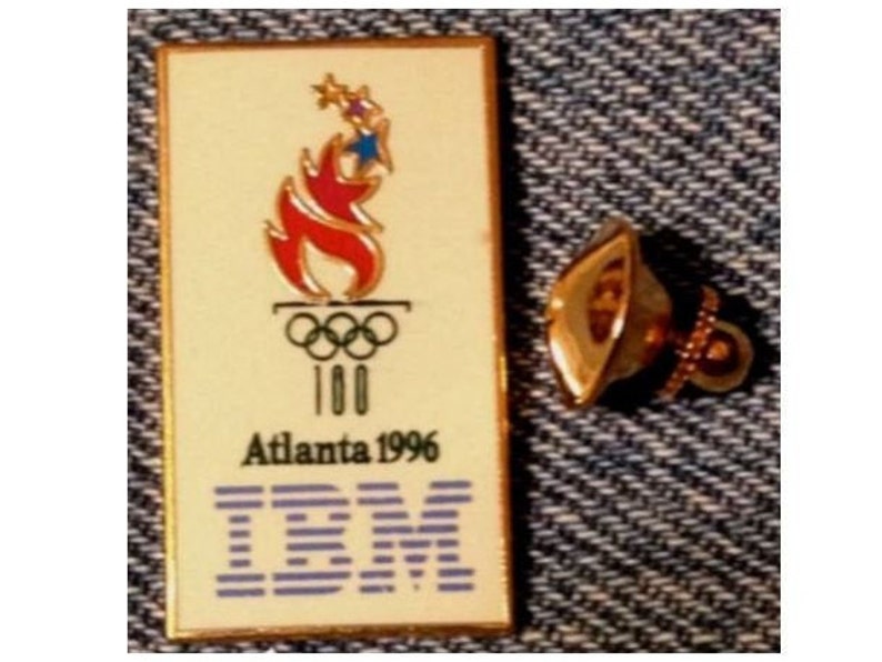 1996 Olympic Pin Atlanta Torchmark logo Sponsor IBM image 1