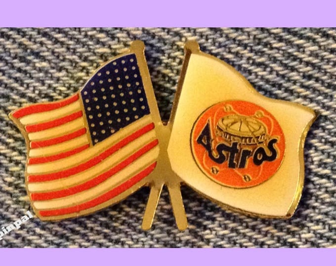 1991 Houston Astros Lapel Pin ~ MLB ~ Astrodome Logo ~ American Flag ~ USA ~ Baseball ~ by CP&D