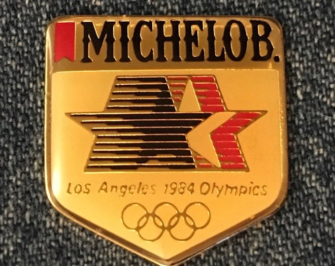 Michelob Olympic Sponsor Pin ~ 1984 Los Angeles with Stars in Motion