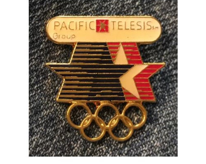 1984 Pacific Telesis Group Pin ~ Sponsor Logo ~ Los Angeles ~ Stars in Motion