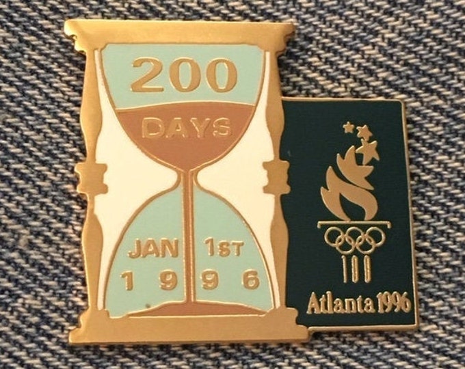 1996 Olympic Pin ~ Jan 1, 1996 Hour Glass ~ 200 Days