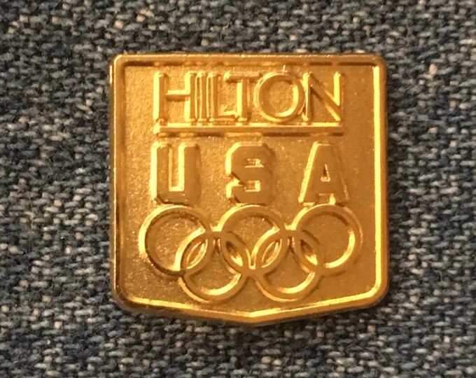 Hilton Olympic Sponsor Lapel Pin ~ Gold Tone ~ 1984 Los Angeles Summer Games ~ by HoHo NYC