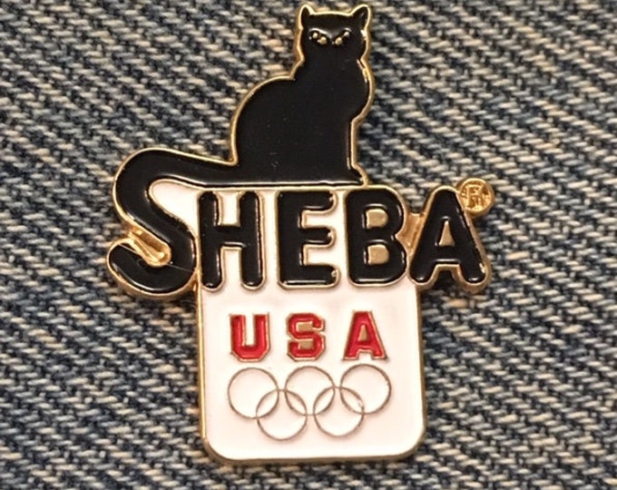 Vintage Cat 1992 Olympic Lapel Pin ~ USA Team Sponsor ~ Sheba by Pedigree