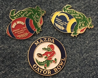 1991 Gator Bowl Pin ~ Set of 3 ~ Michigan & Ole Miss ~ NCAA ~ Football ~ Sponsor ~ Mazda ~Lot Collection