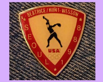 Softball Olympic Pin ~ Sponsor ~ Beatrice ~ Hunt ~ Wesson ~ 1988 Seoul, Korea