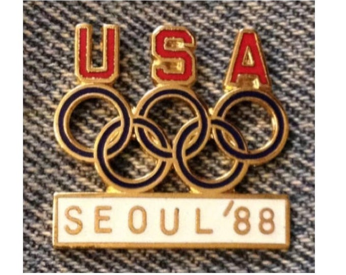 USA Olympic Pin Badge ~ 1988 Seoul ~ 5-Rings Logo ~ by HoHo NYC