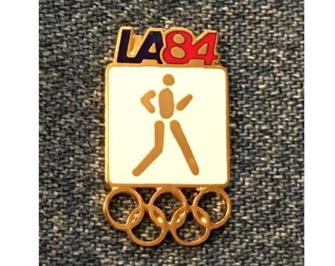 Race Walking Olympic Pin ~ Track & Field ~ 1984 Los Angeles ~ LA ~ White ~ Pictogram ~ Cloisonné ~ small size version