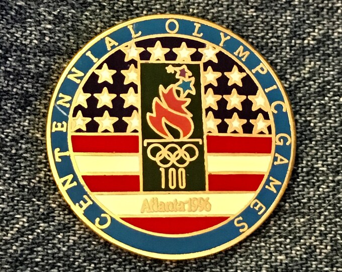 1996 Olympic Lapel Pin ~ USA Stars and Stripes ~ Centennial Games by HoHo NYC