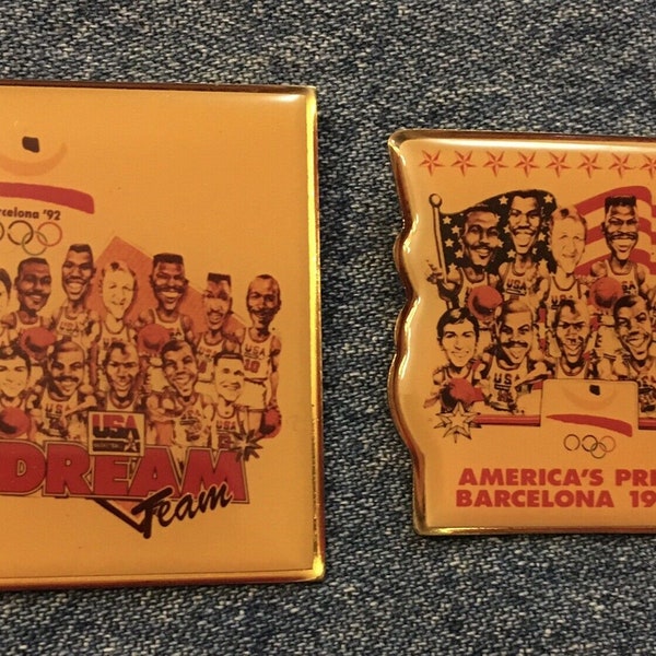 Barcelona Olympic Dream Team 1992 ~ Lote de 2 ~ Basketball Collection Set ~ Juegos del 92 &usa logos