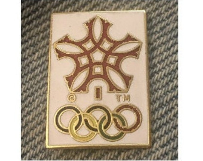 1988 Calgary Olympic Pin ~ Game Logo ~ White ~ Cloisonne by HoHo NYC