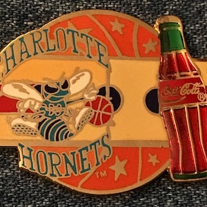 Charlotte Hornets Pin ~ NBA ~ Coca Cola ~ Coke ~ Vintage 1994 by Imprinted Products