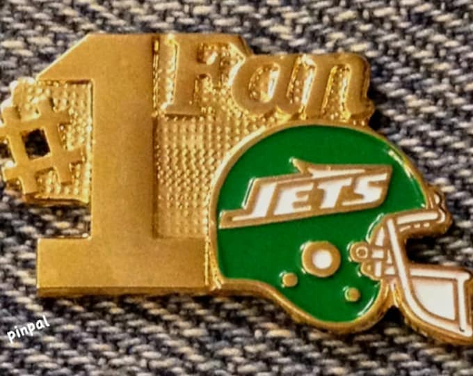 1987 New York Jets Lapel Pin ~ #1 Fan ~ Vintage ~ NFL ~ Football Helmet.