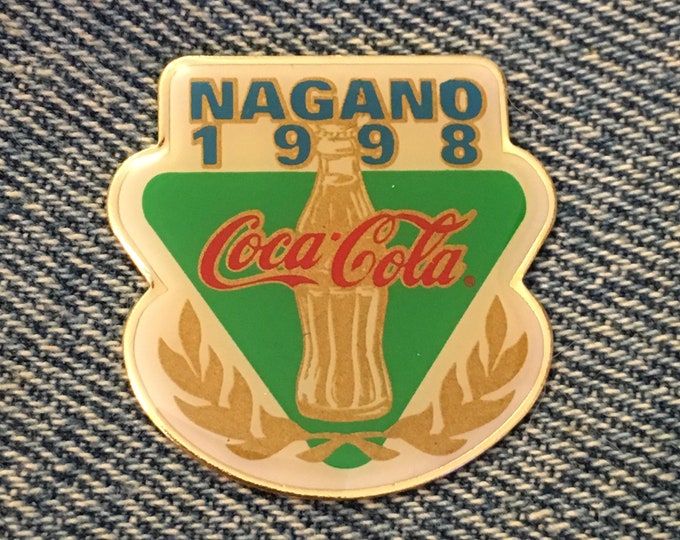 1998 Olympic Pin ~ Sponsor ~ Coca Cola ~ Laurel Leaves