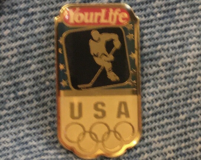 Ice Hockey Olympic Pin ~ 1998 Nagano Winter Games ~ Sponsor ~ YourLife