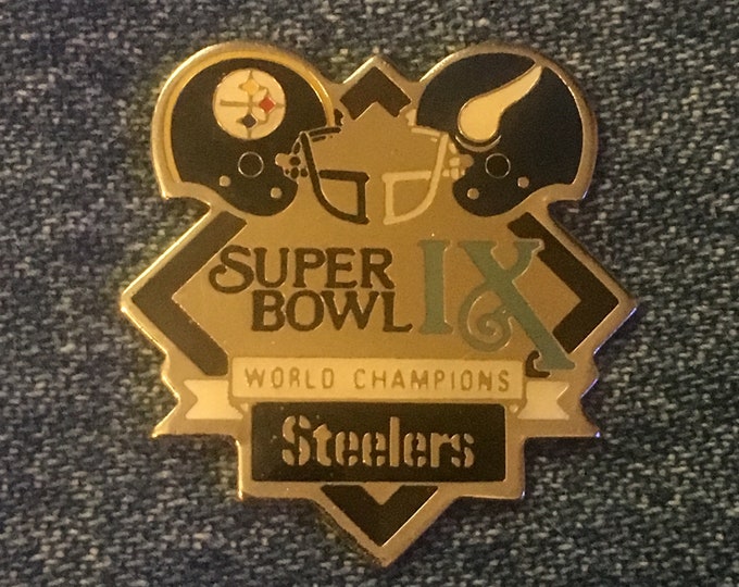 Pittsburgh Steelers Lapel Pin ~ Super Bowl 9 ~ IX ~ World Champions ~ NFL ~ Football ~ Issued 1988 by Peter David Inc.