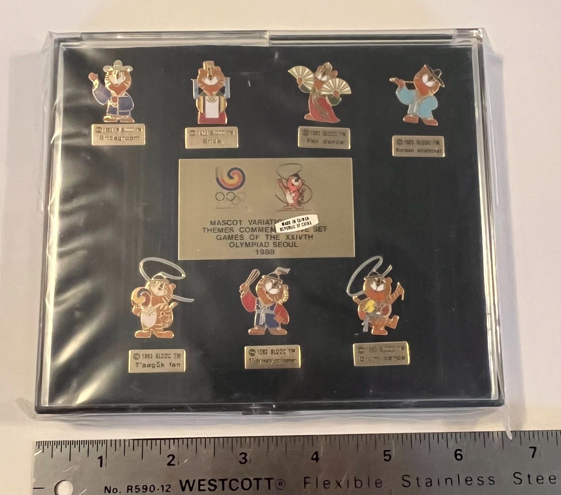 Seoul 1988 Vintage Hodori Olympic Winter Games Pin Set ~ Sealed