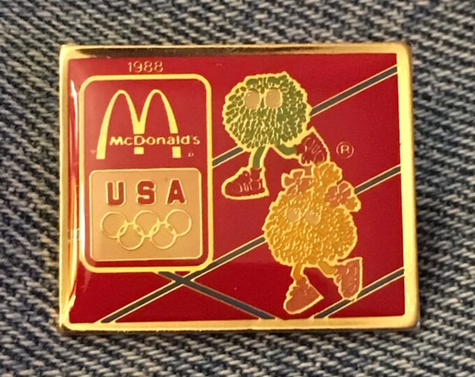 McDonald's 1988 Olympic USA Team Sponsor Pin ~ Calgary ~ Seoul ~  Mascots ~ Track & Field