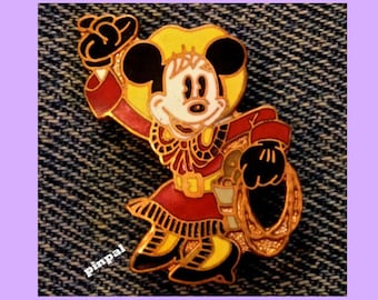 Minnie Mouse Disney Brooch Pin ~ Cowgirl ~ 80's Vintage Cloisonne