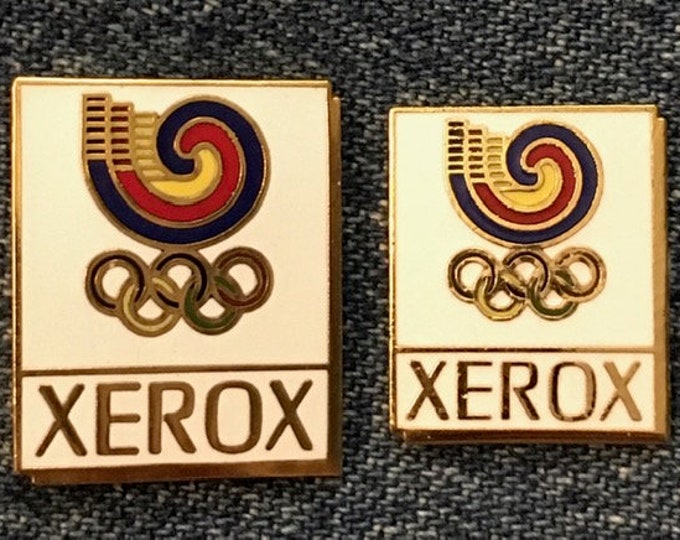 XEROX Olympic Sponsor Pin ~ Set of 2 ~ 1988 Seoul, Korea ~ cloisonné by HoHo NYC