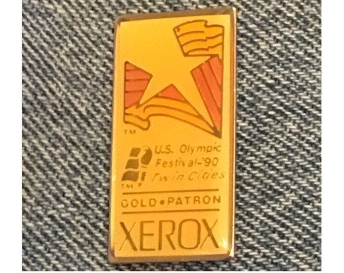 XEROX Lapel Pin Badge ~ U.S. Olympic Festival ~ 1990 ~ Gold Patron
