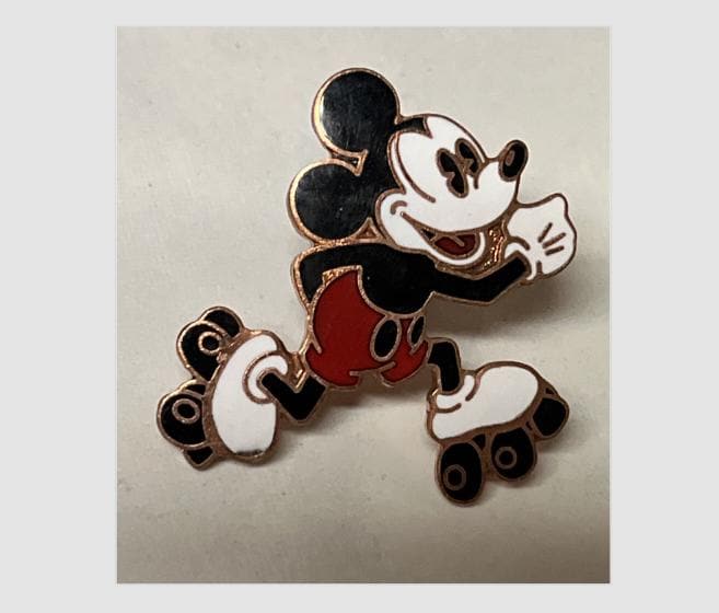 Mickey Mouse on Roller Skates Pin With White Shoes & Black Buttons