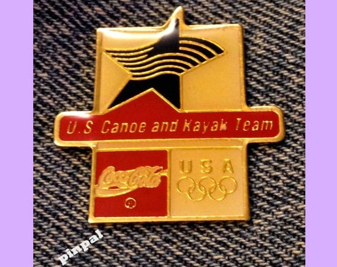 Kayak ~ Canoe Olympic Pin ~ Sponsor Coca Cola ~ Coke ~ 1992 Barcelona, Spain