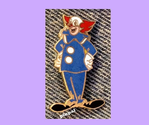 Bozo the Clown Brooch Lapel Pin ~ 80's ~ Vintage ~ Cloisonne