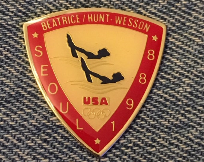 Synchronized Swimming Olympic Pin ~ Sponsor ~ Beatrice ~ Hunt ~ Wesson ~ 1988 Seoul, Korea