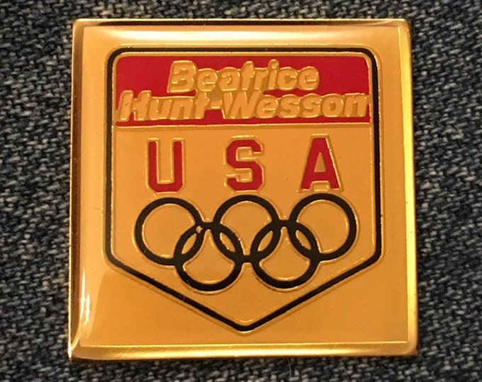 1988 Olympic Pin ~ Calgary & Seoul Games~USA Team Sponsor~Beatrice Hunt~Wesson