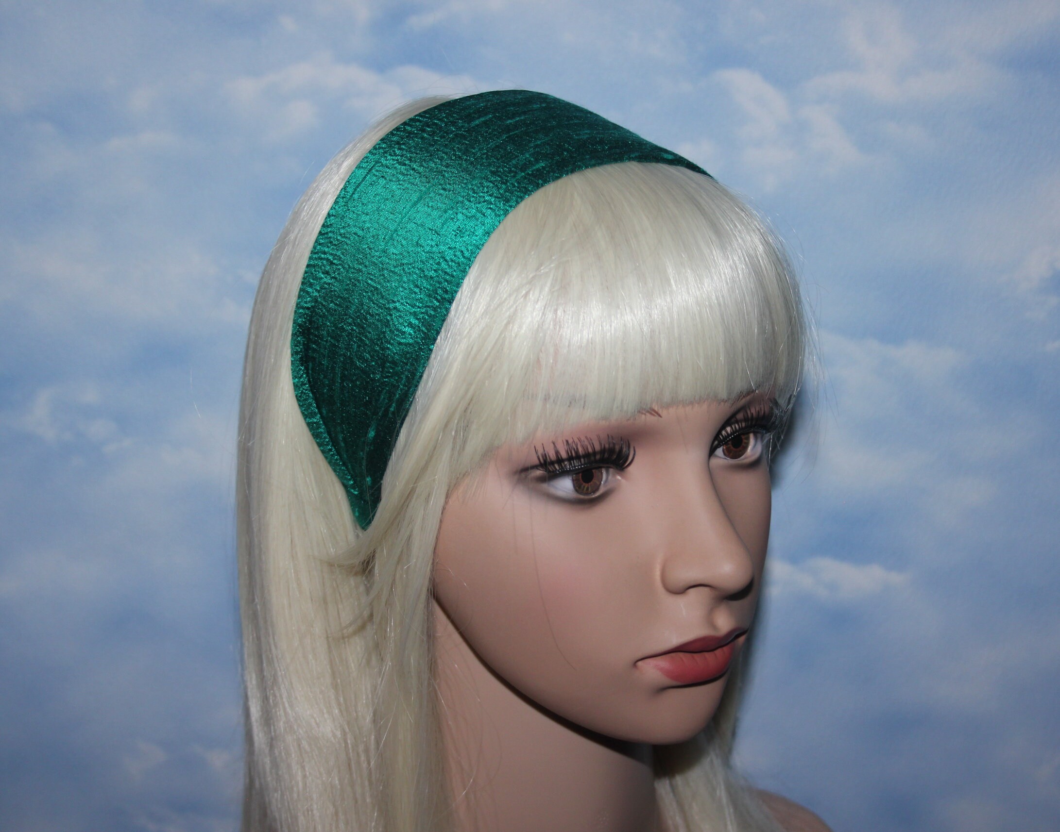 Teal green silk headband for women head scarf silk hair | Etsy