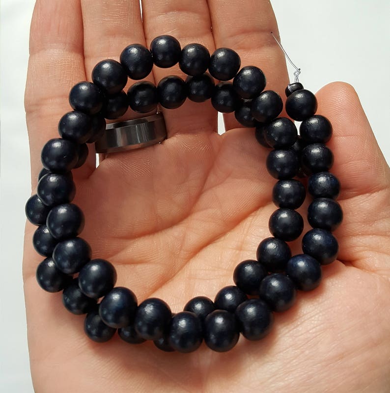 Wood Round Beads Black 6mm 16 Inch Strand