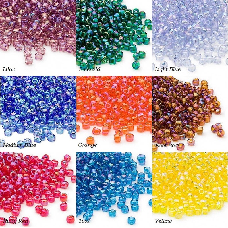 Dyna-Mites™ glass seed beads #6 transparent rainbow colors 40 gr Dyna-Mites™ glass seed beads #6 transparent rainbow colors 40 gr