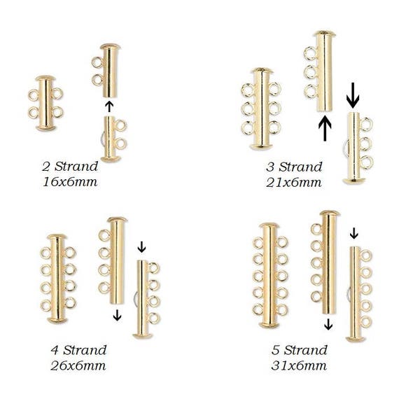 2-Strand Clasp Spring Slide Lock Gold Plated Jewelry Supplies