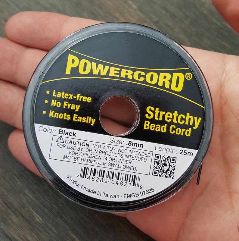 25 Meters Powercord Stretchy Beads Cord Black Size 0.8mm. Etsy