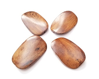 Brown Beige Wood Twist Beads 40x28mm 6 Beads