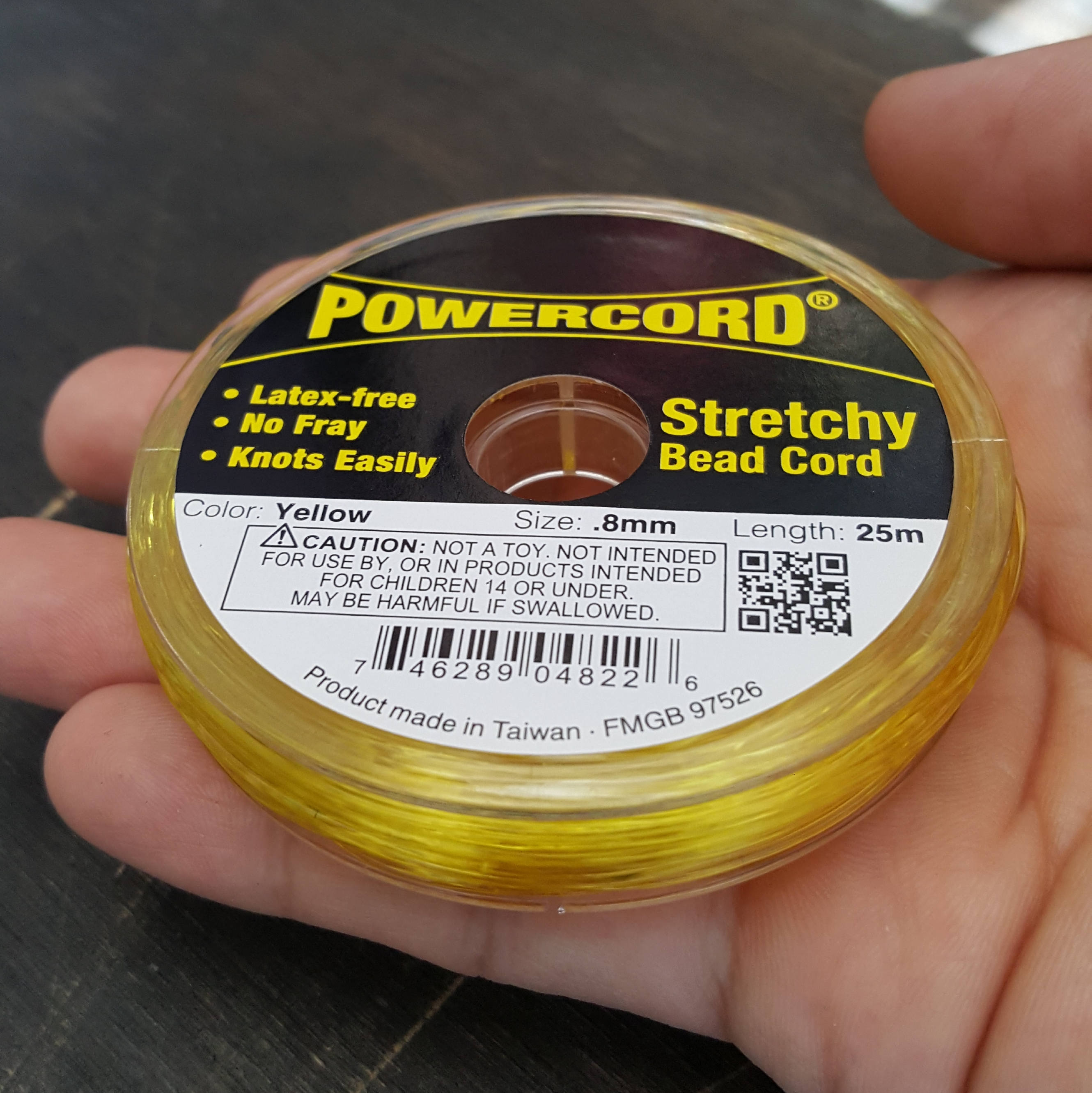 25 meters powercord stretchy beads cord yellow Size 0.8mm. Etsy
