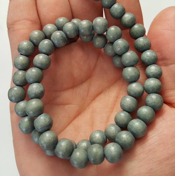 Wood Round Beads Light Grey 12mm 16 Inch Strand