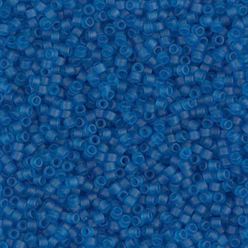 Delica Glass Seed Beads Round #11 transparent matte Capri blue DB0768
