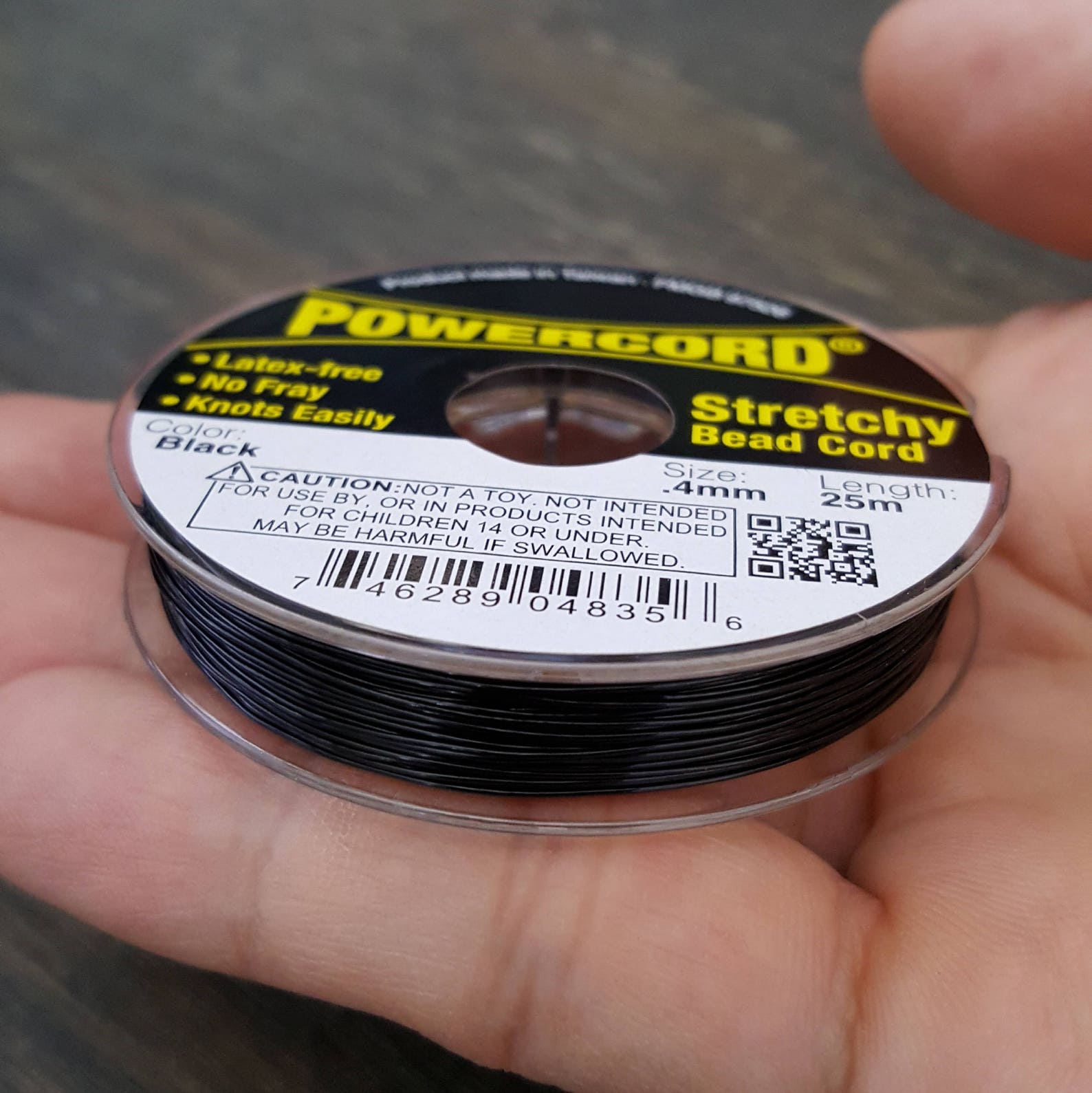 25 Meters Powercord Stretchy Beads Cord Black Size 0.4mm. Etsy