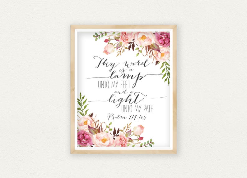 Bible Verse Art Psalm 119:105 Thy Word Is A Lamp Unto My Feet | Etsy
