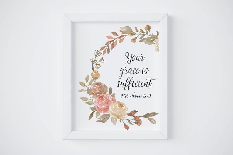 Bible Verse printable Your grace is sufficient 2 Corinthians Etsy