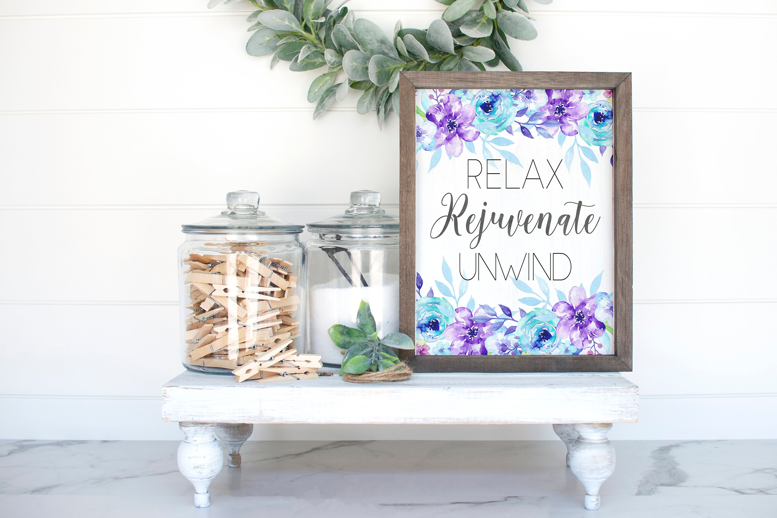 Bathroom Wall Art Relax Rejuvenate Unwind Bathroom Wall Etsy
