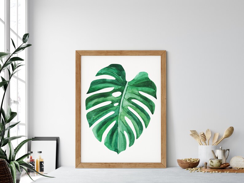 Monstera Wall Art Monstera Leaf Palm Leaf Prints Tropical Etsy