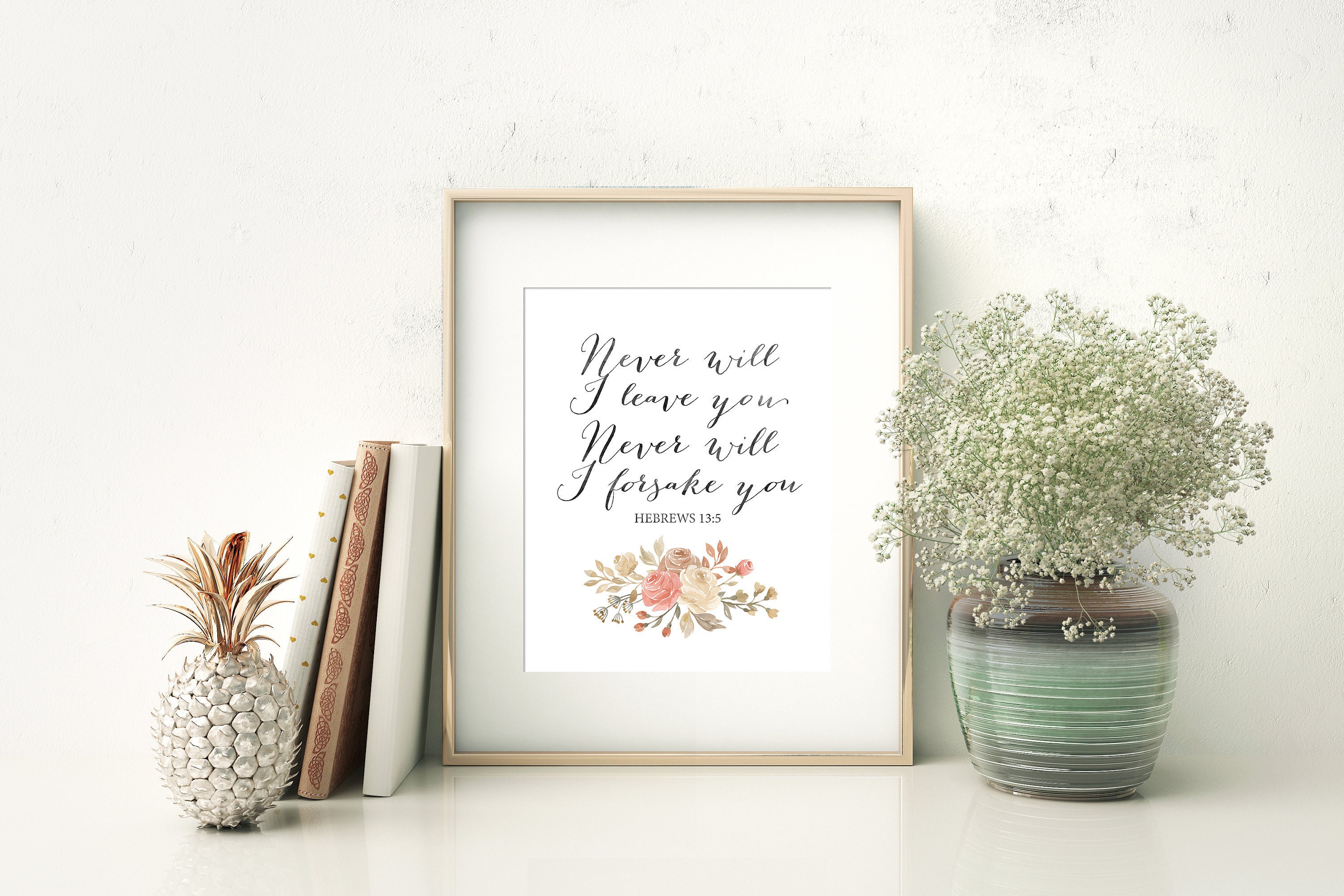 Bible Verse Printable Hebrews 13:5 Never Will I Leave You | Etsy