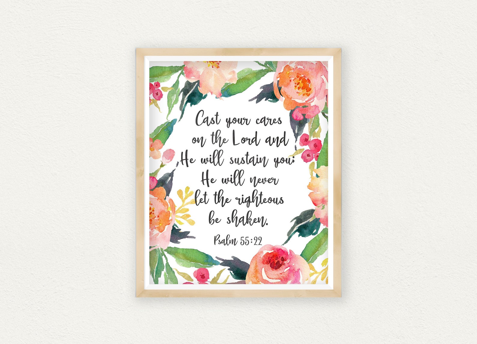Cast Your Cares On The Lord Psalm 5522 Printable Bible Etsy