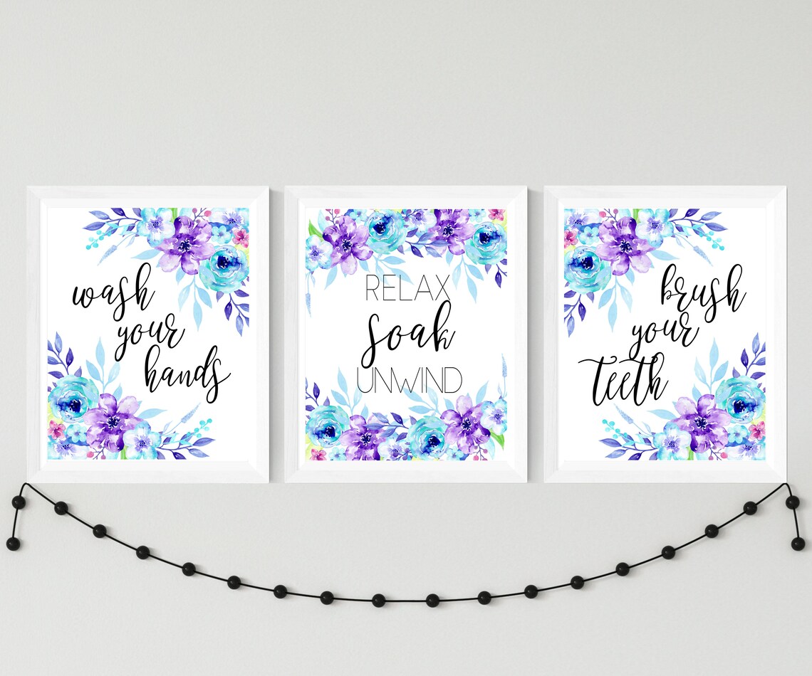 Bathroom Wall Art Relax Soak Unwind Printable Bathroom Art Etsy