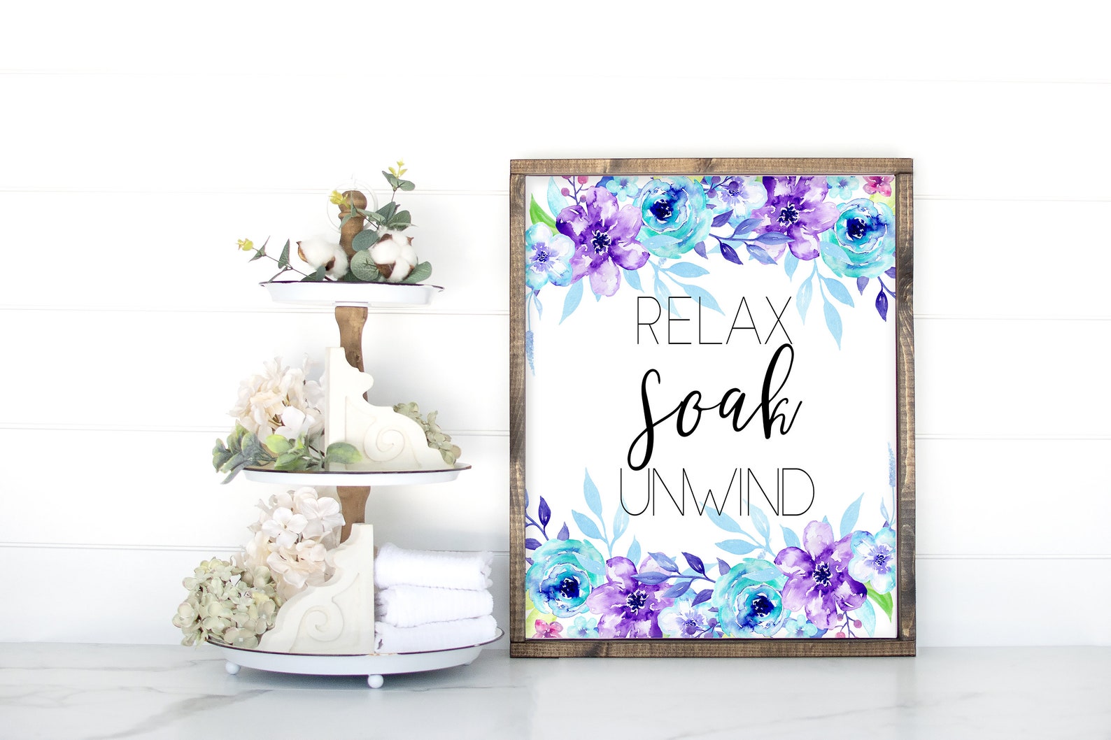 Bathroom Wall Art Relax Soak Unwind Printable Bathroom Art Etsy