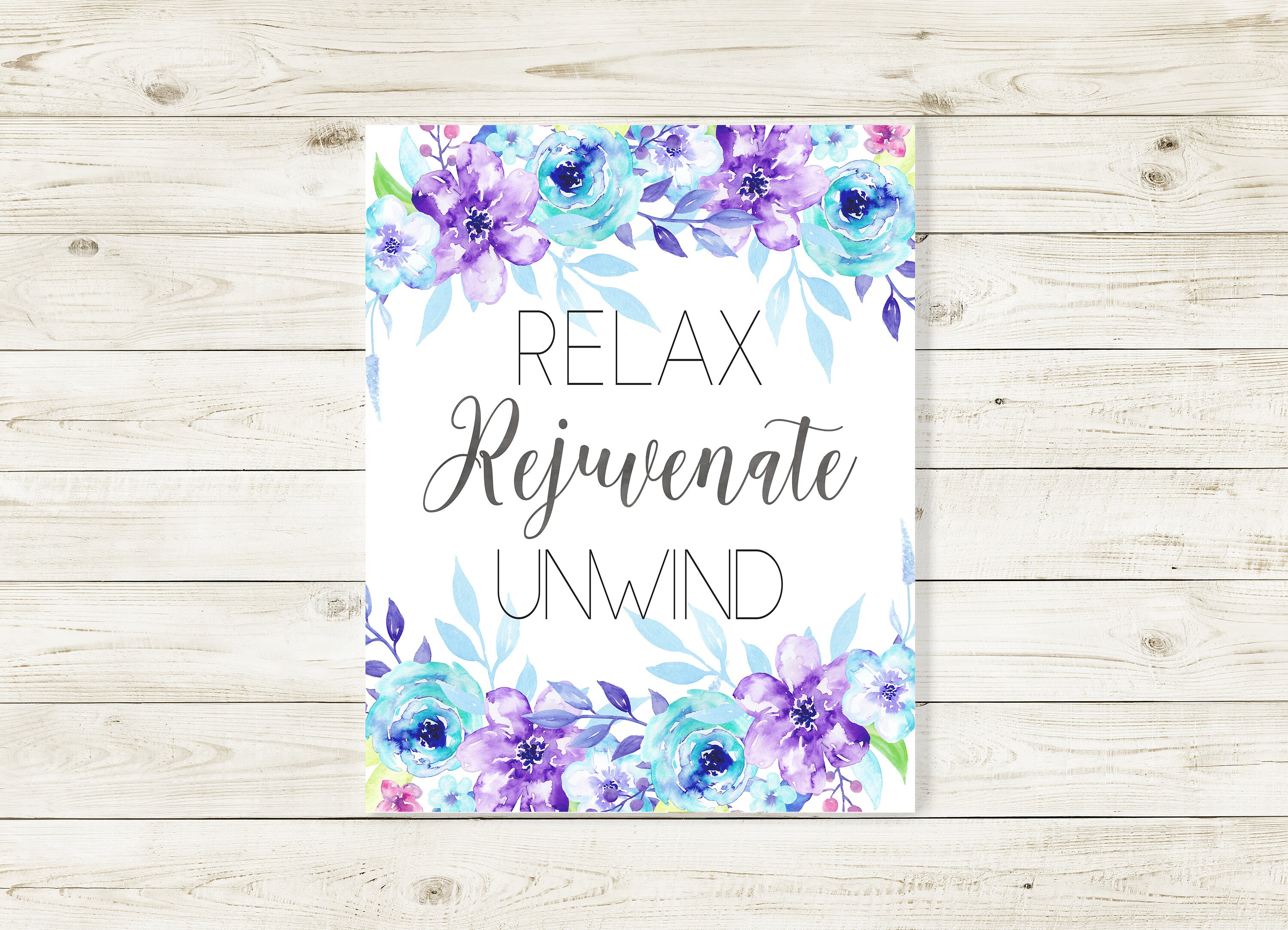 Bathroom Wall Art Relax Rejuvenate Unwind Bathroom Wall Etsy