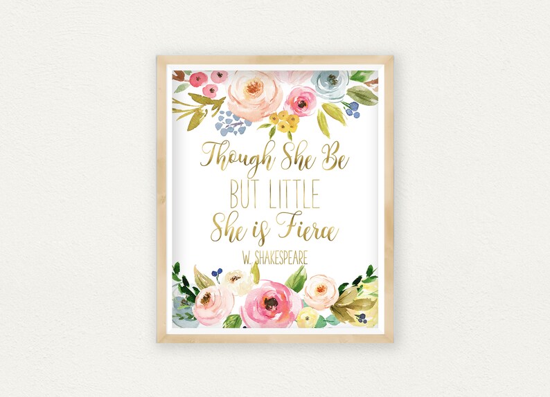 Girls Nursery Wall Art Though She Be but Little You Are Etsy